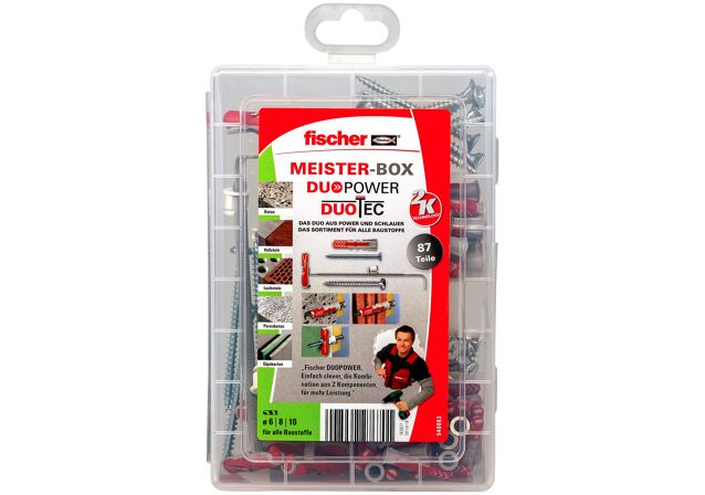 Verpackung: "fischer Meister-Box DuoPower / DuoTec + Schraube (87 Teile)"