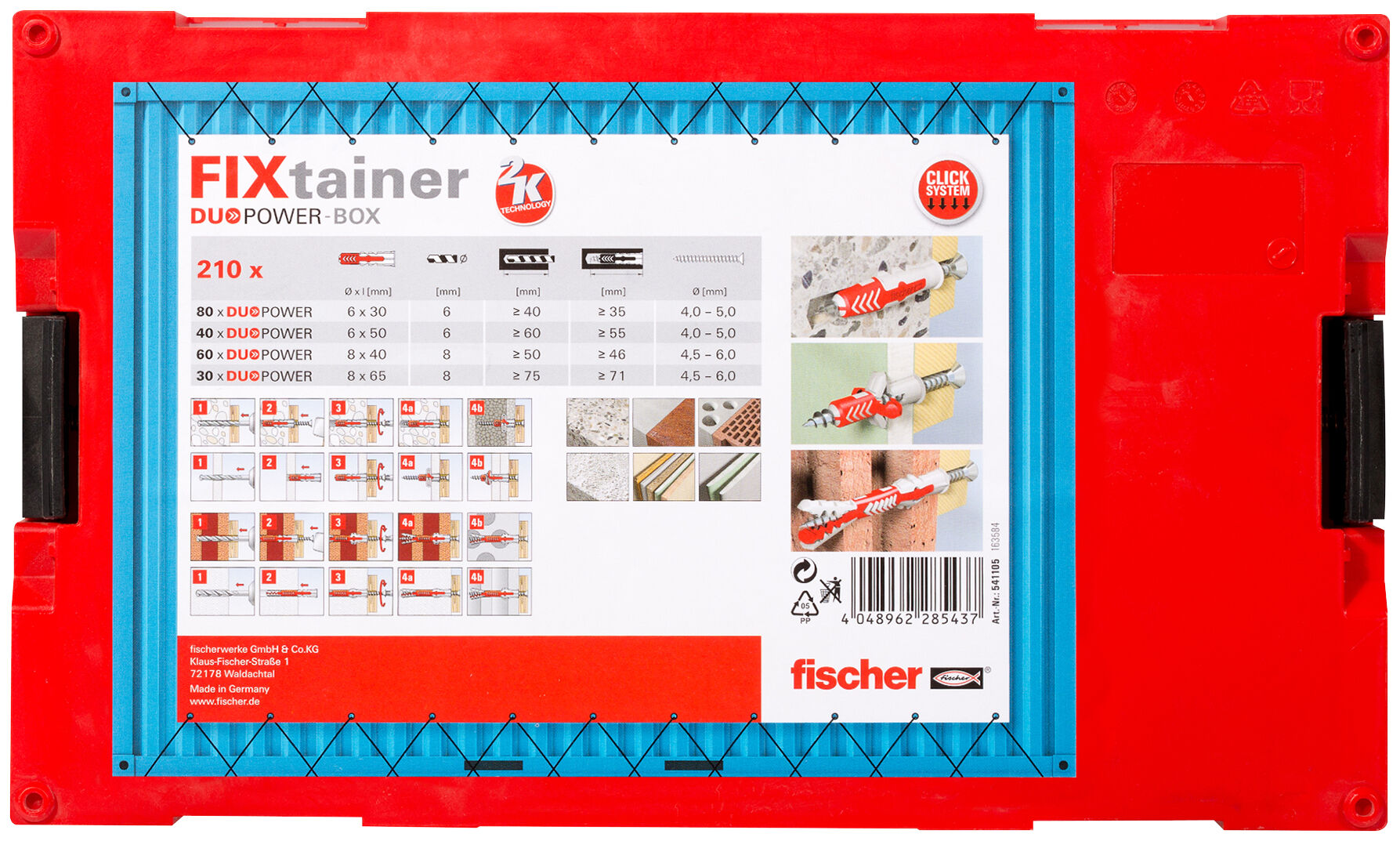 Packaging: "fischer FixTainer - DuoPower short/long"