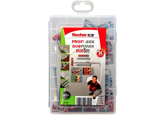 Verpackung: "fischer Profi-Box DuoPower / DuoTec + Schraube (87 Teile)"
