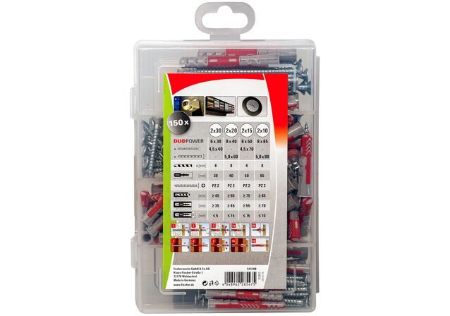 Packaging: "fischer Profi-Box DuoPower pluggen kort en lang met schroeven"