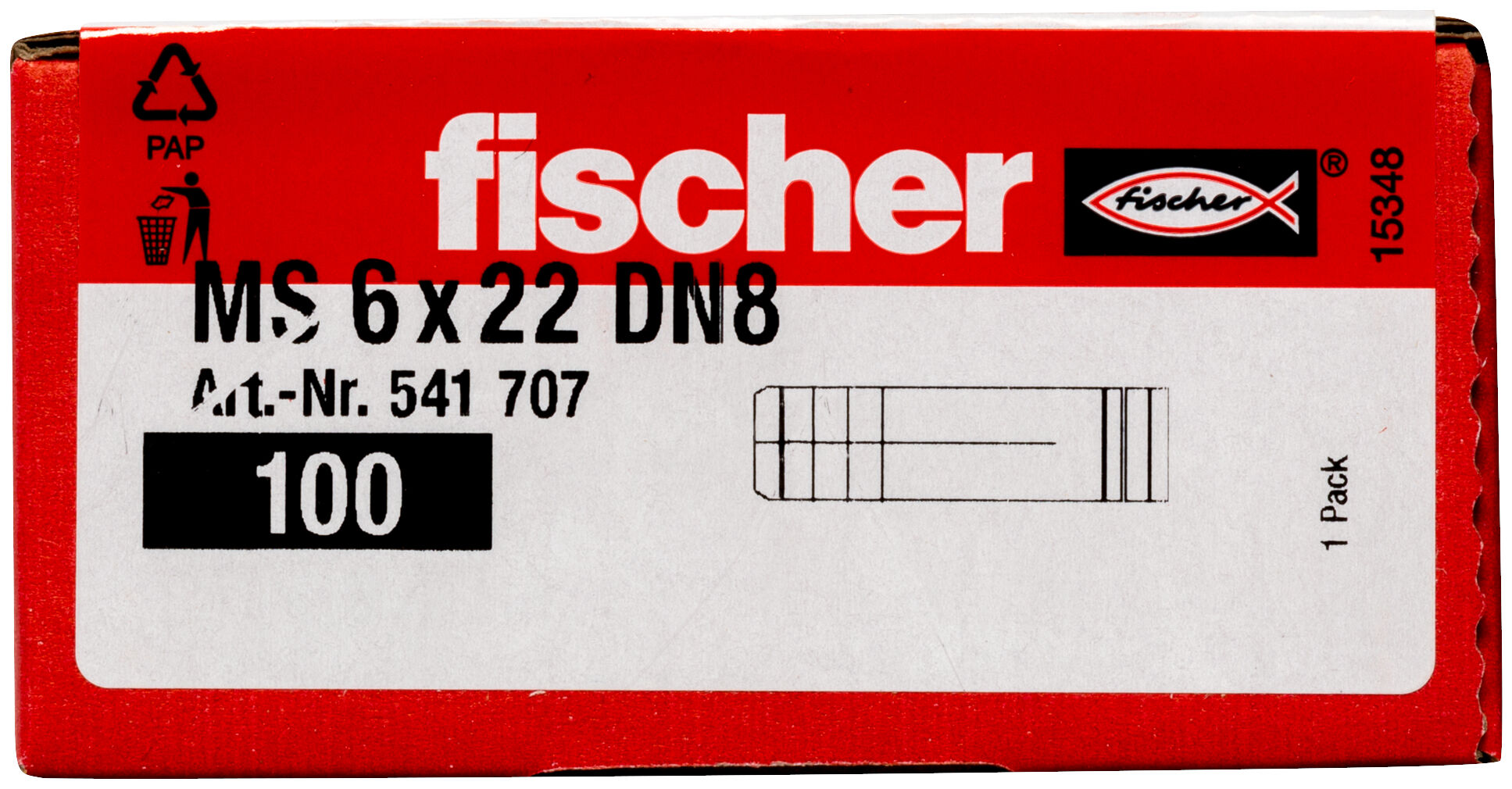 Packaging: "Fixation en laiton MS 6 x 22 pour vis à pas métriques"