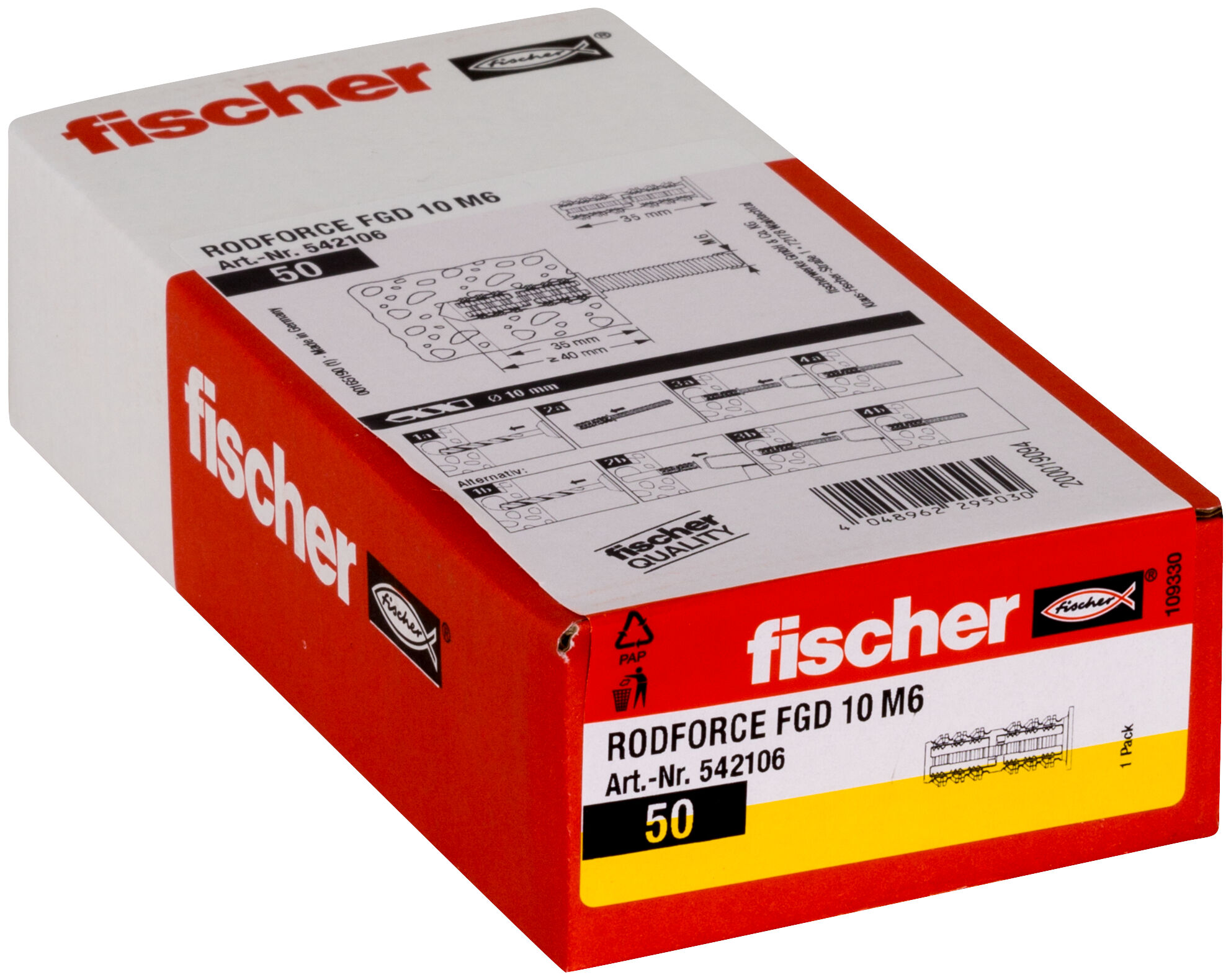 Packaging: "fischer threaded rod plug RodForce FGD M6 x 35"