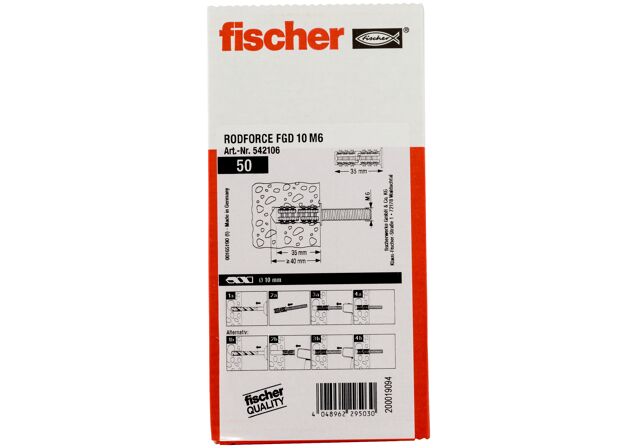 Verpackung: "fischer Gewindestangendübel RodForce FGD M6 x 35"