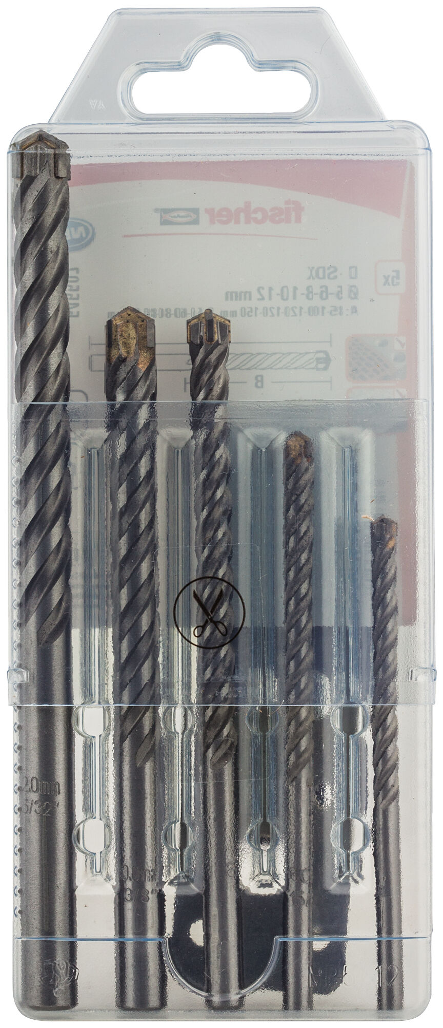 Packaging: "fischer Stone drill bit D-SDX Set 5-12 mm (5 pcs)"