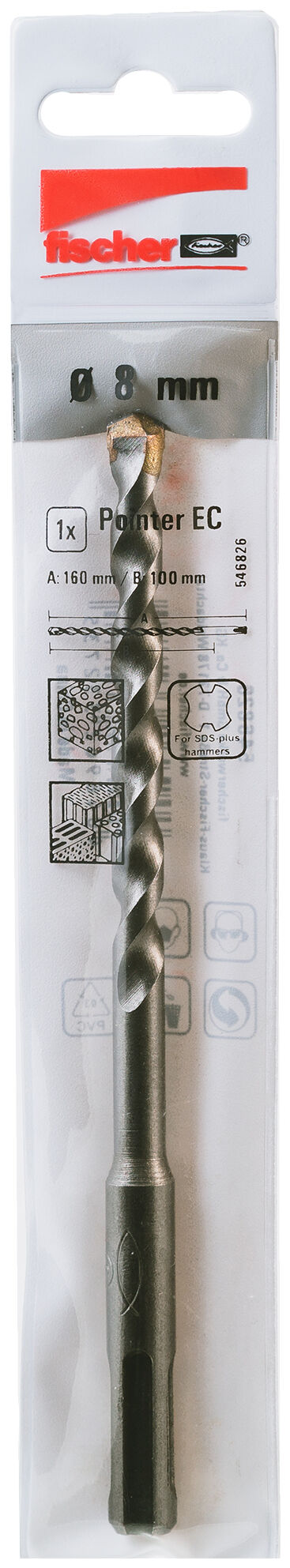 Packaging: "fischer Hammer drill bit Pointer EC 8/110/160"