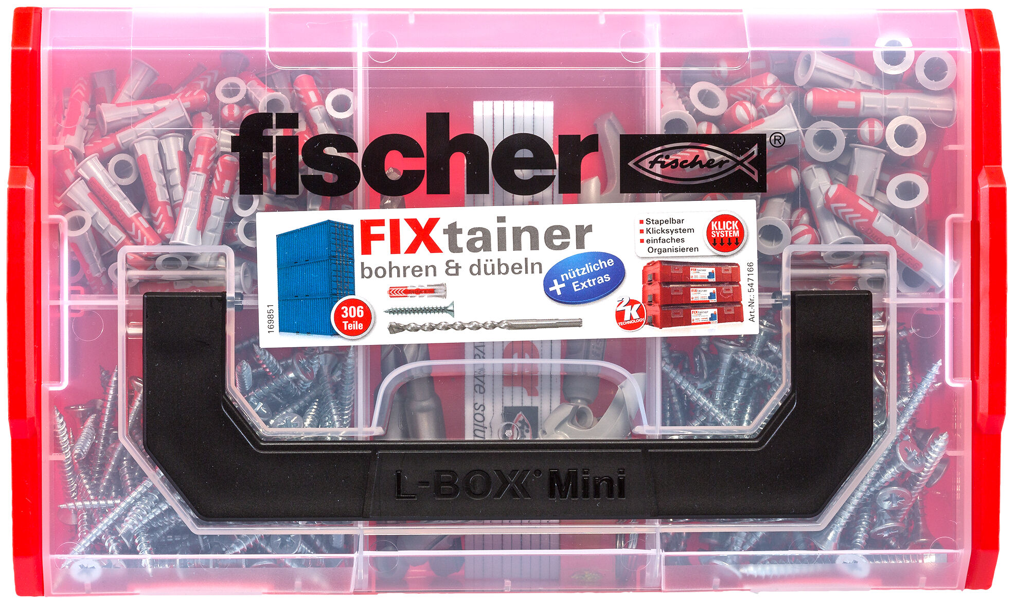 Verpackung: "fischer FixTainer - bohren und dübeln (306 Teile)"