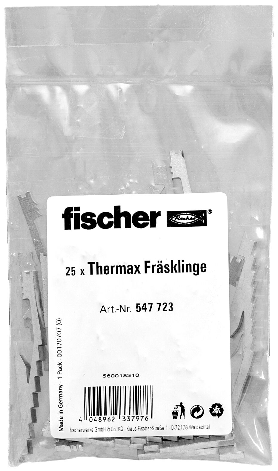 Packaging: "fischer TherMax cutting blade, 25 pieces"