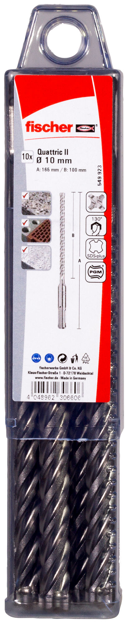 Packaging: "fischer Hammer drill Quattric II 10/100/165 S XP10"