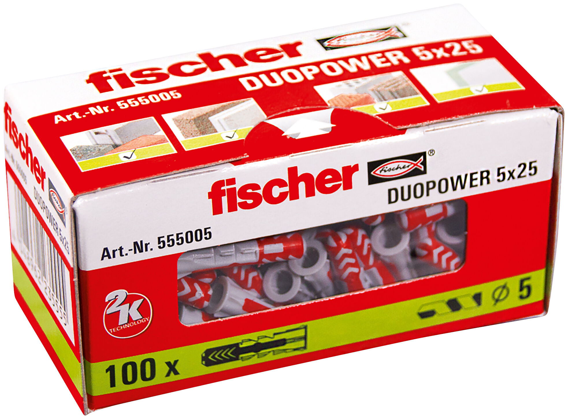 Packaging: "fischer DuoPower 5 x 25"