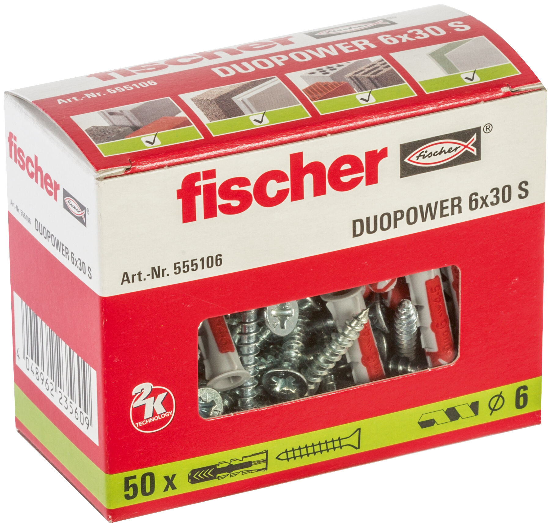 Packaging: "fischer DuoPower 6 x 30 S"