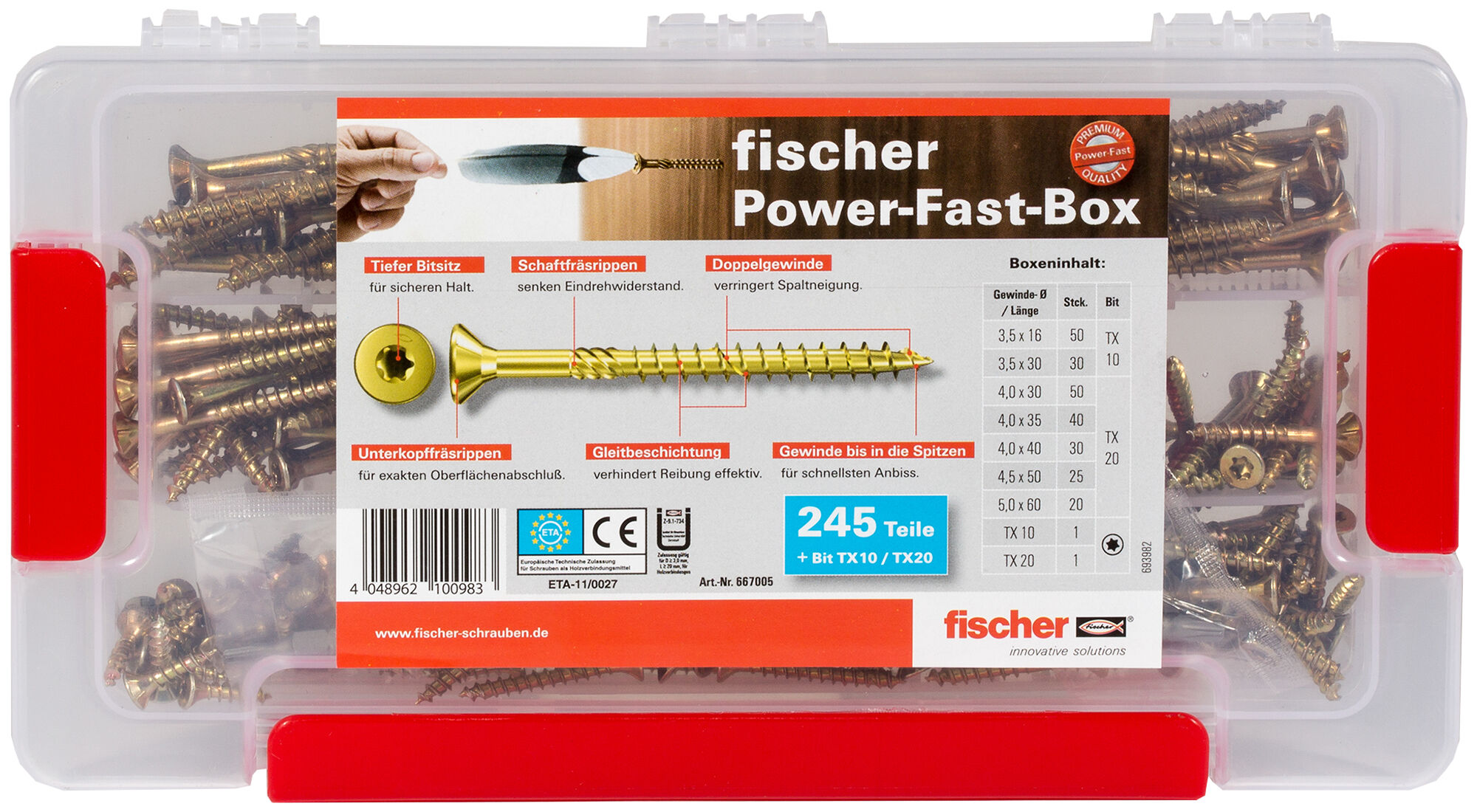 Product Picture: "fischer PowerFast assortment box FAB FPF-ST YZ 245 P"
