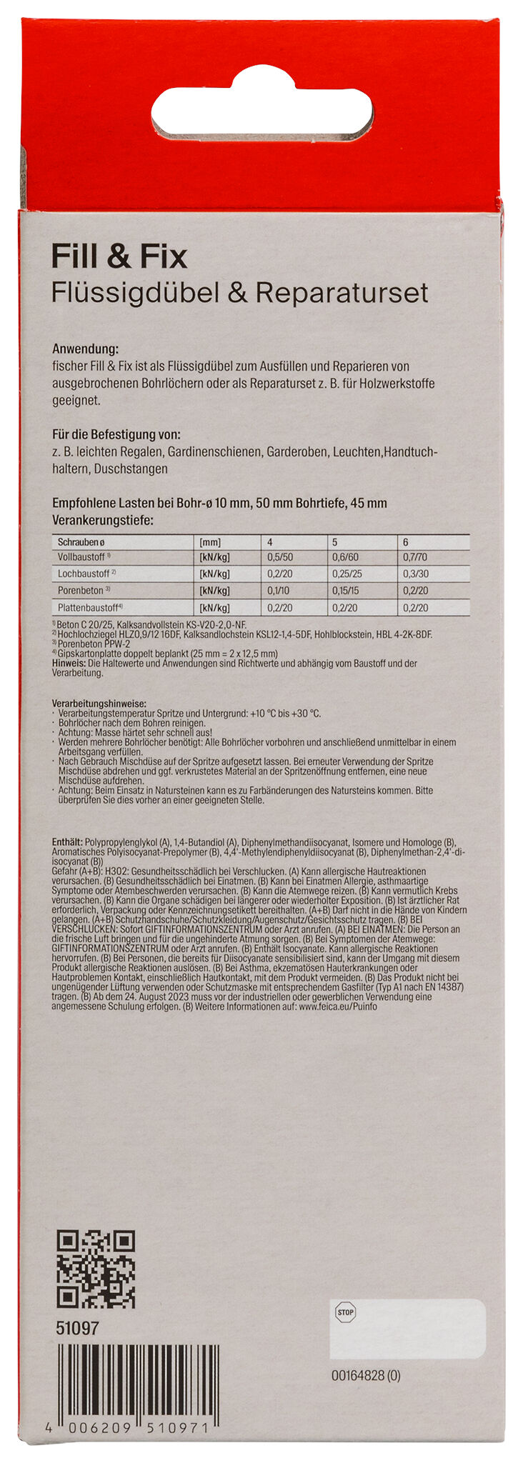 Packaging: "fischer Fill&Fix injection fixing K"