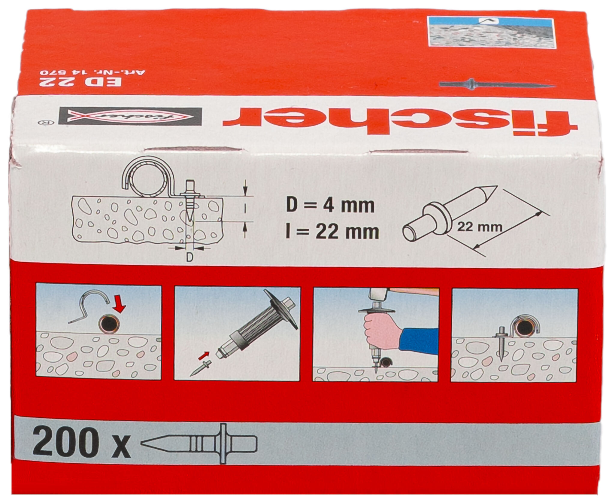 Packaging: "fischer Inslagnagel ED 22"