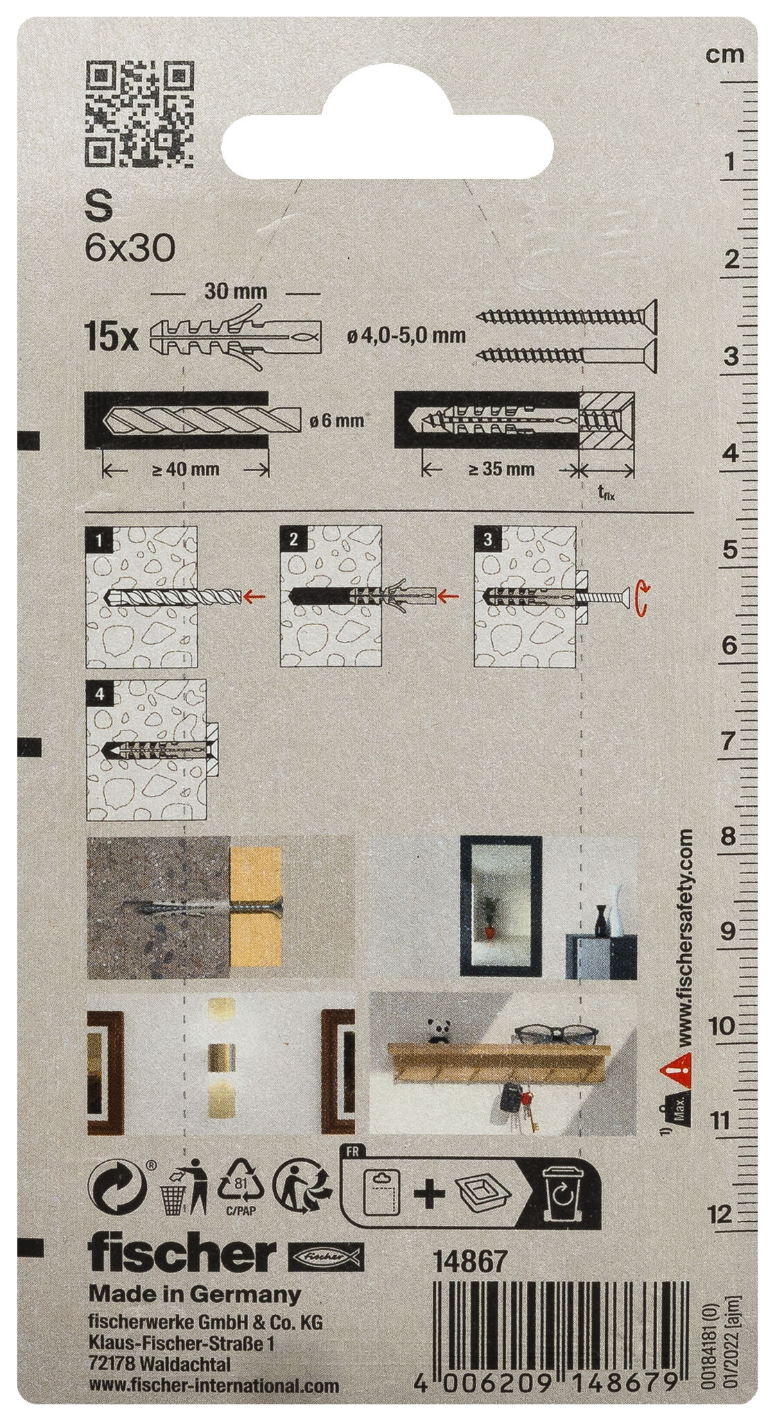 Packaging: "fischer Expansion plug S 6"