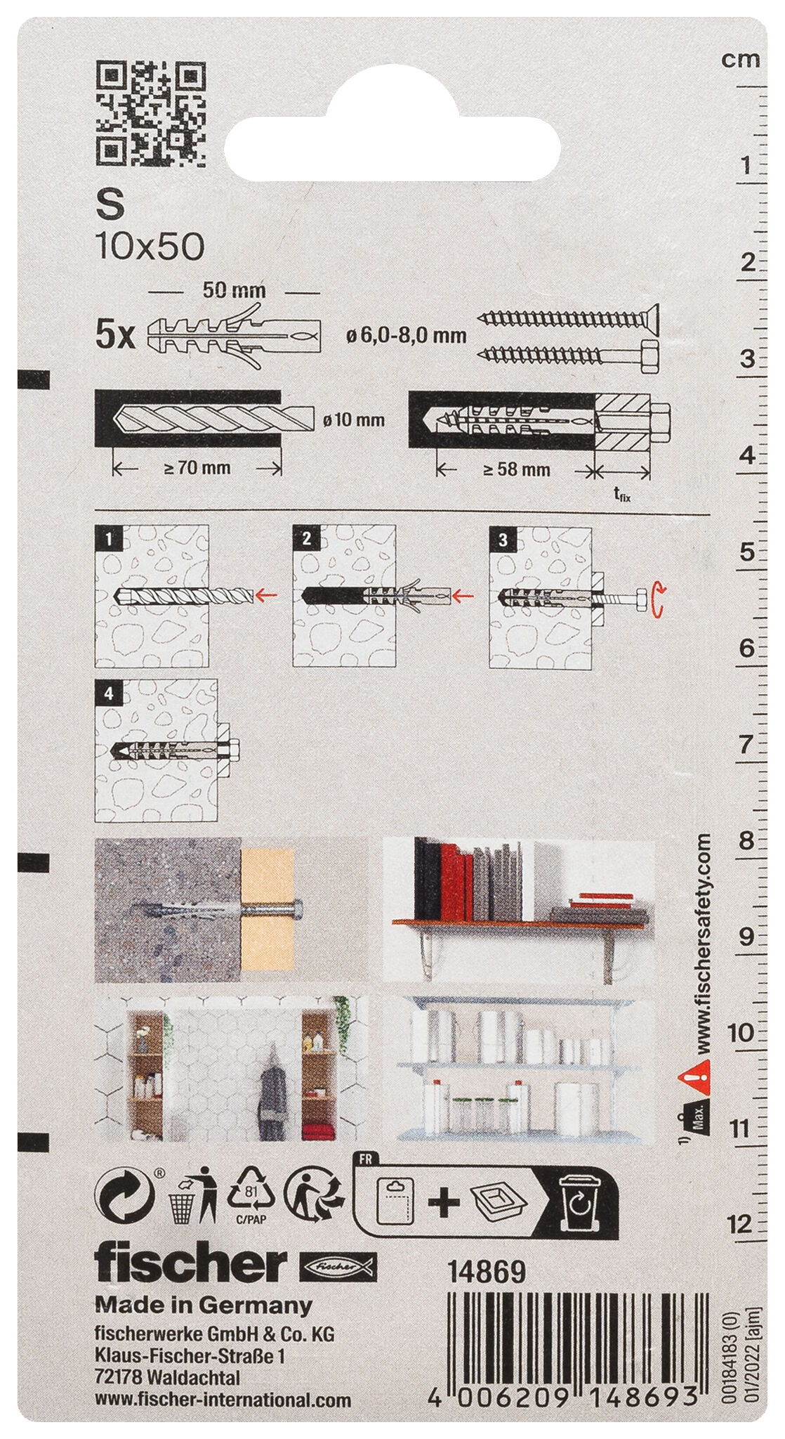 Packaging: "fischer Expansion plug S 10"