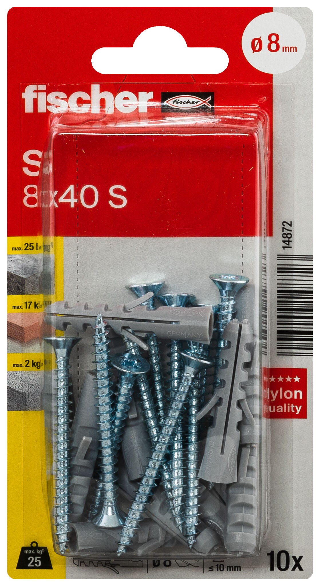Packaging: "fischer Expansion plug S 8 with screw"
