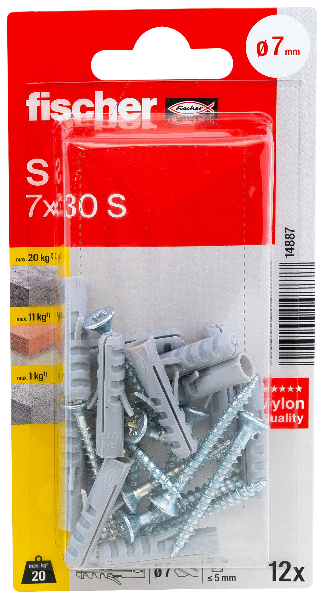 Packaging: "fischer Expansion plug S 7 with screw"