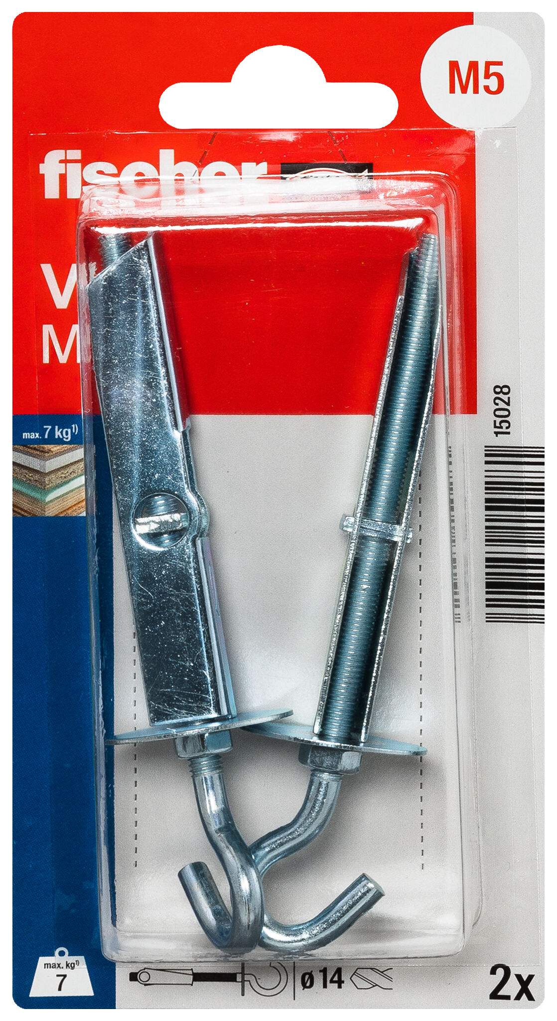 Packaging: "fischer Toogle plug VH M5 with hook"
