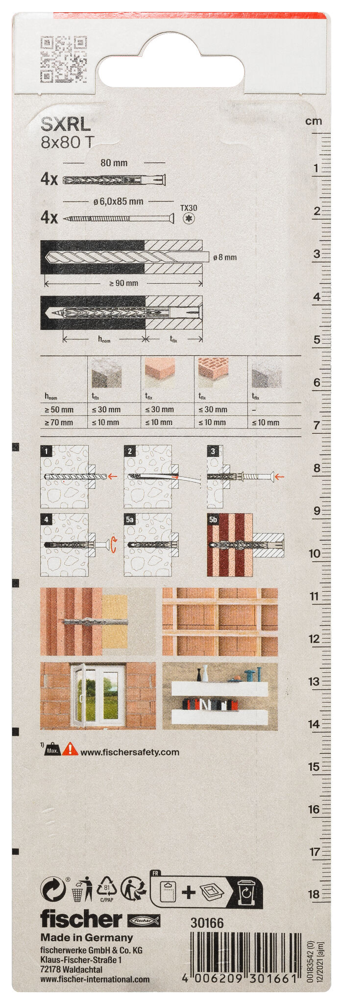 Packaging: "fischer Frame fixing SXRL 8 x 80 T zinc-plated steel"