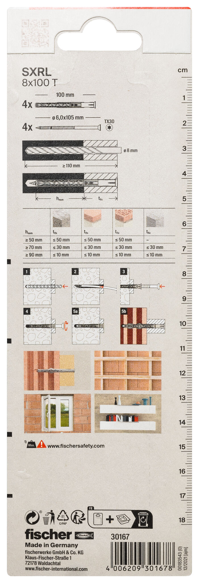 Packaging: "fischer Frame fixing SXRL 8 x 100 T zinc-plated steel"