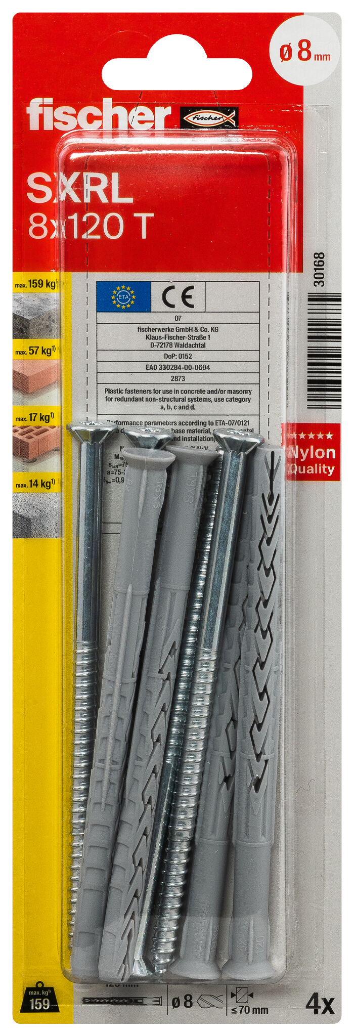 Packaging: "fischer Frame fixing SXRL 8 x 120 T zinc-plated steel"
