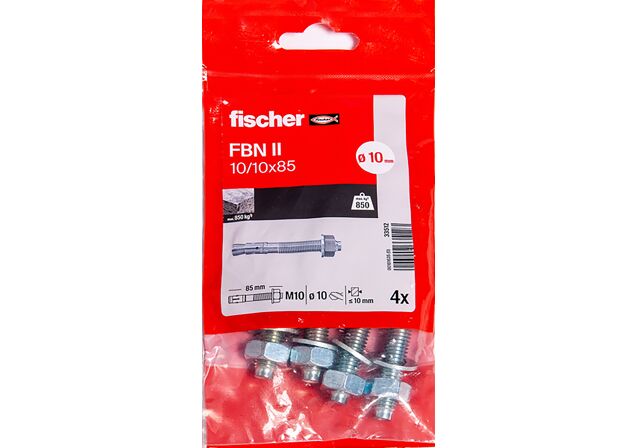 Packaging: "Goujon FBN II 10/10 x 85 /4B, en acier électrozingué"