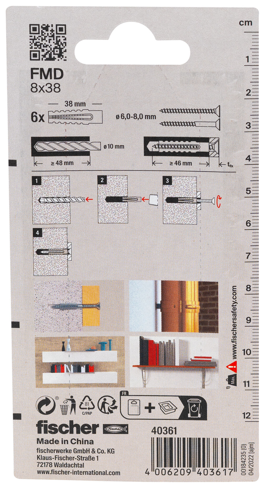 Packaging: "fischer Metal expansion anchor FMD 8 x 38 K SB-card"
