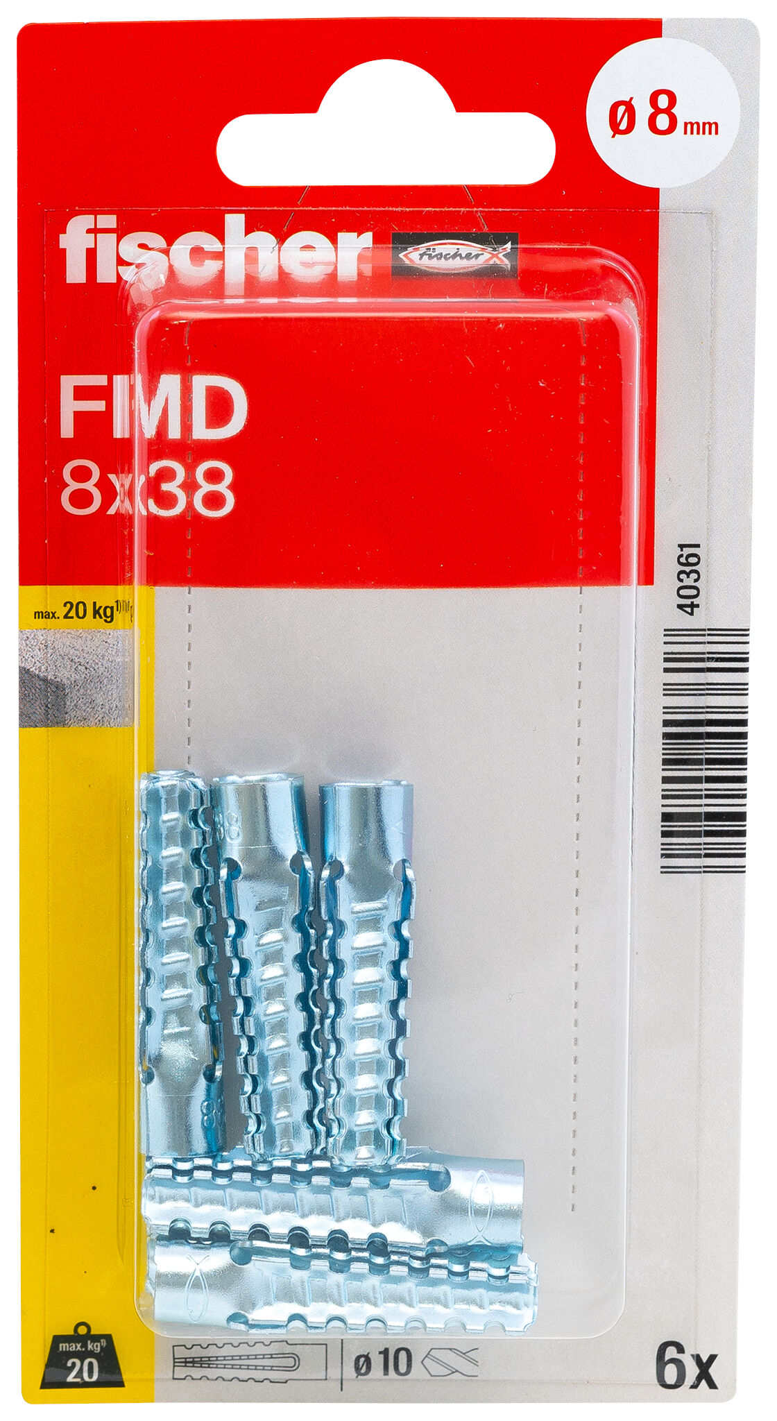 Packaging: "fischer Metal expansion anchor FMD 8 x 38 K SB-card"