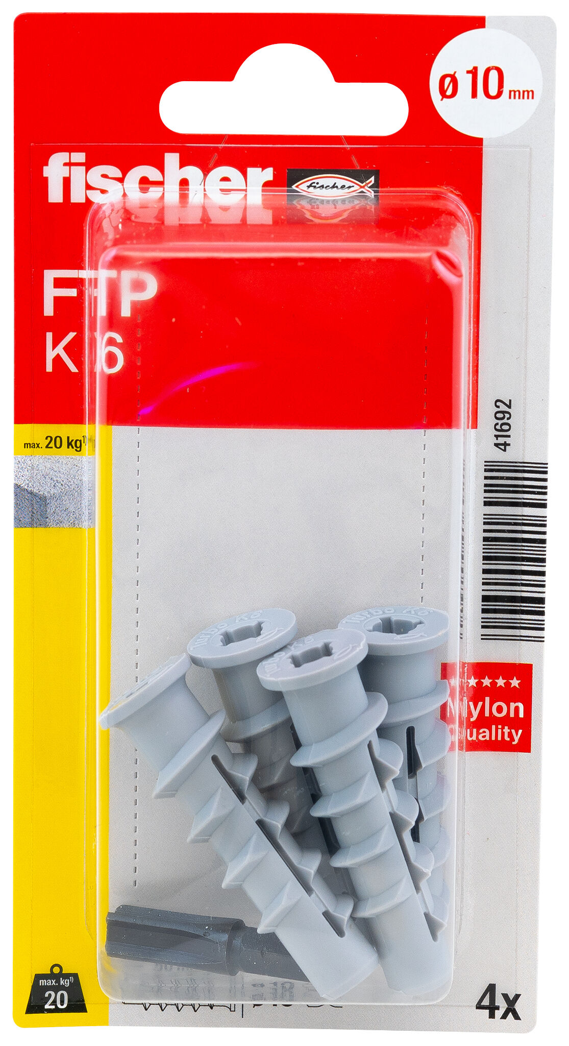 Packaging: "fischer Turbo aircrete anchor FTP K 6 K SB-card"