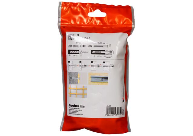 Packaging: "Cheville à frapper N 8X100/60 F /30B en acier électrozingué"