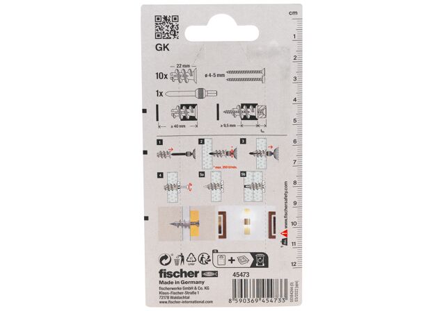 Packaging: "fischer Plasterboard fixing GK"