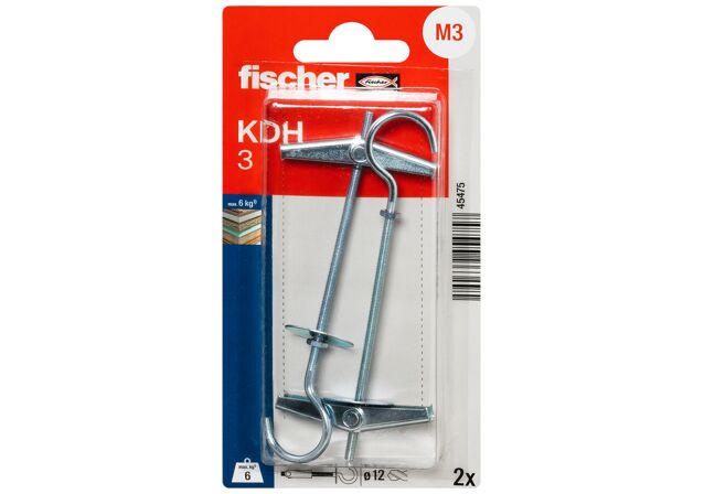 Verpackung: "fischer Kippdübel KDH 3 mit Haken"