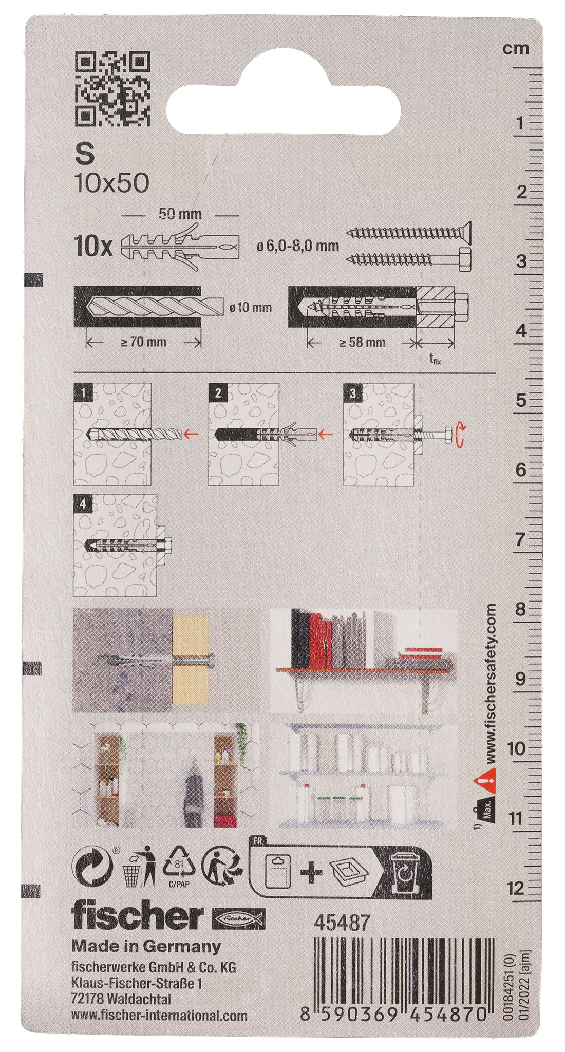 Packaging: "fischer Expansion plug S 10"