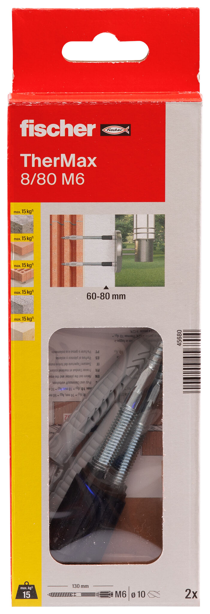 Packaging: "fischer stand-off installation TherMax 8/80 M6 (2)"