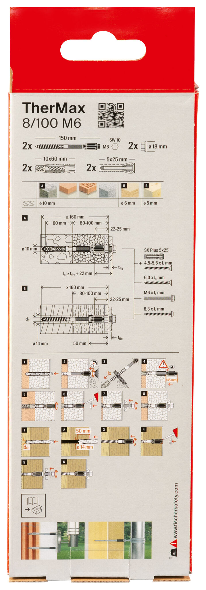 Packaging: "fischer stand-off installation TherMax 8/100 M6 (2)"