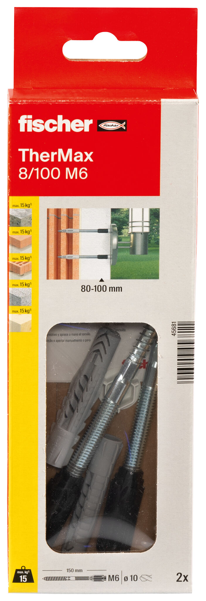 Packaging: "fischer stand-off installation TherMax 8/100 M6 (2)"