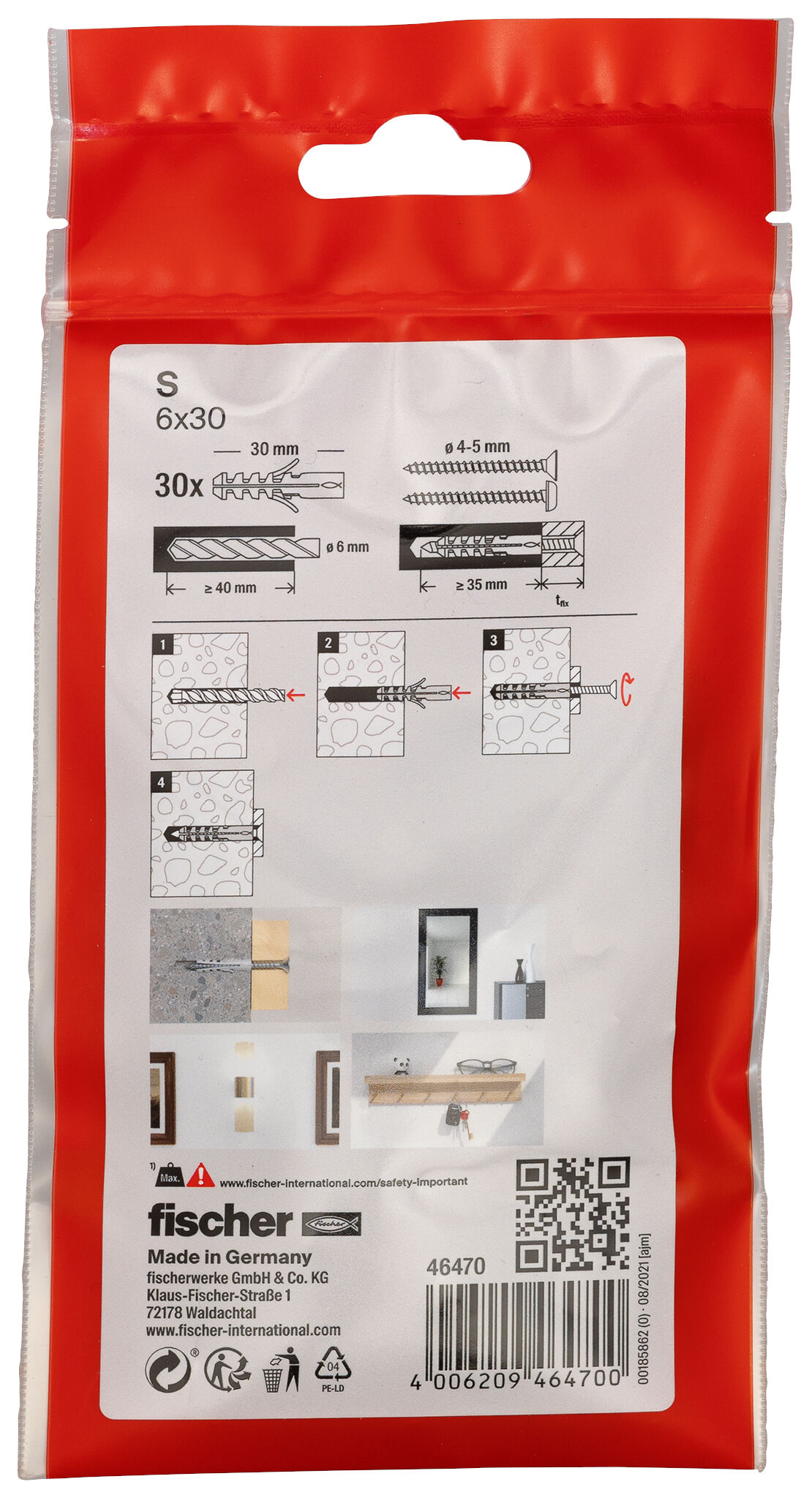 Packaging: "Cheville nylon S 6-30/sachet"