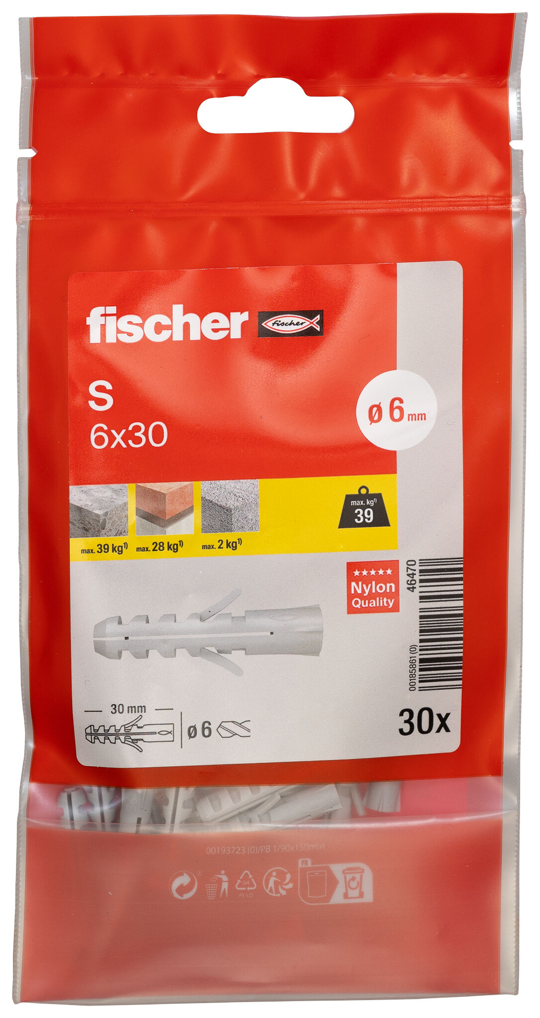 Packaging: "Cheville nylon S 6-30/sachet"