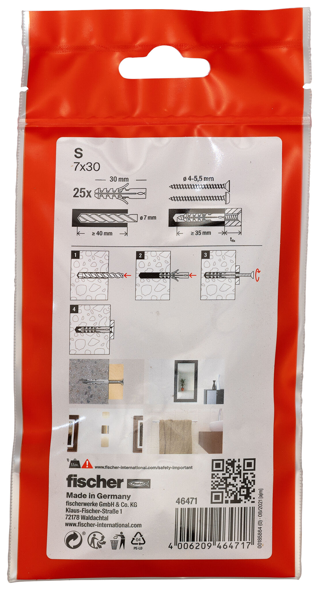 Packaging: "Cheville nylon S 7-25/sachet"