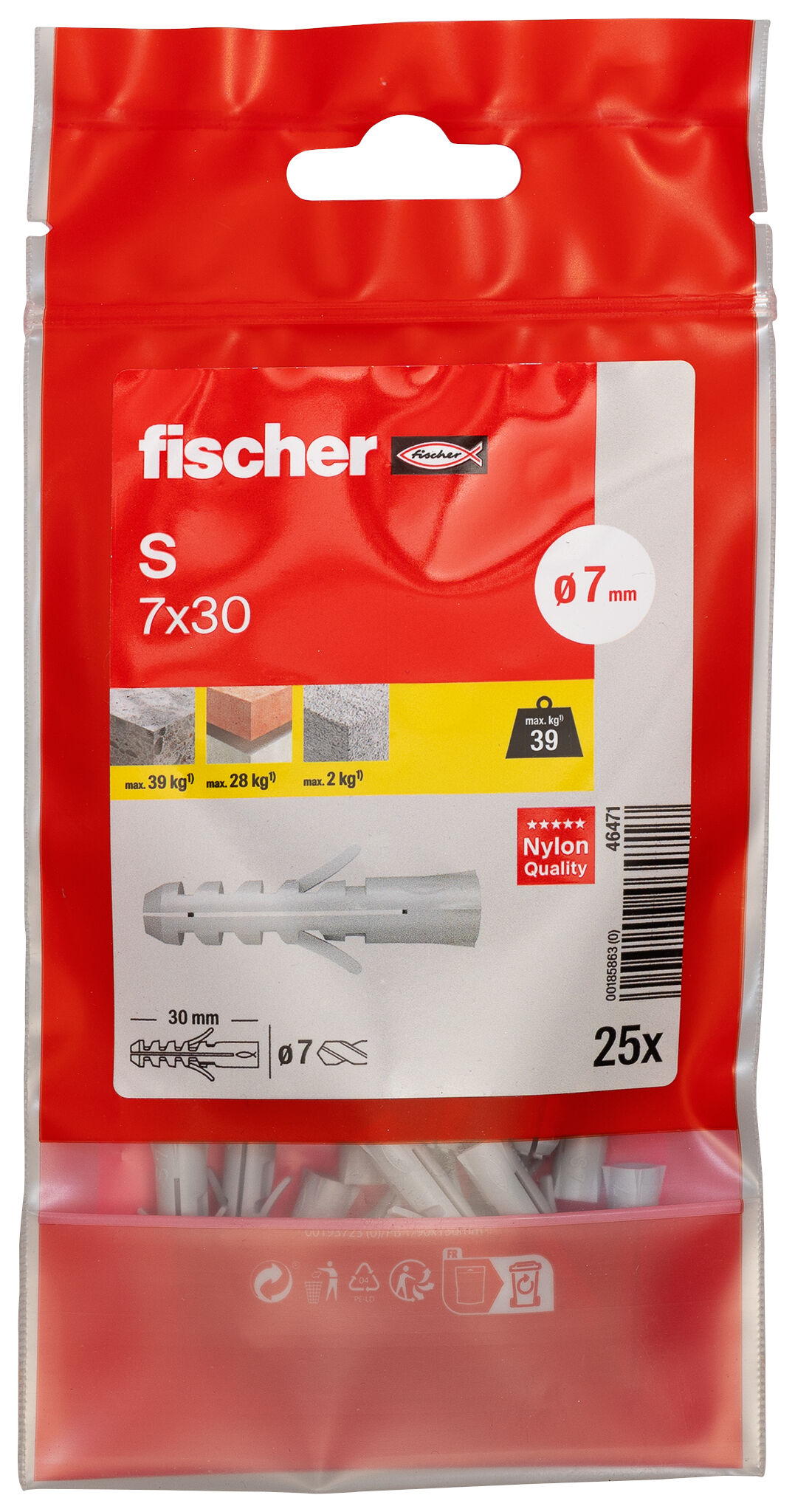 Packaging: "Cheville nylon S 7-25/sachet"