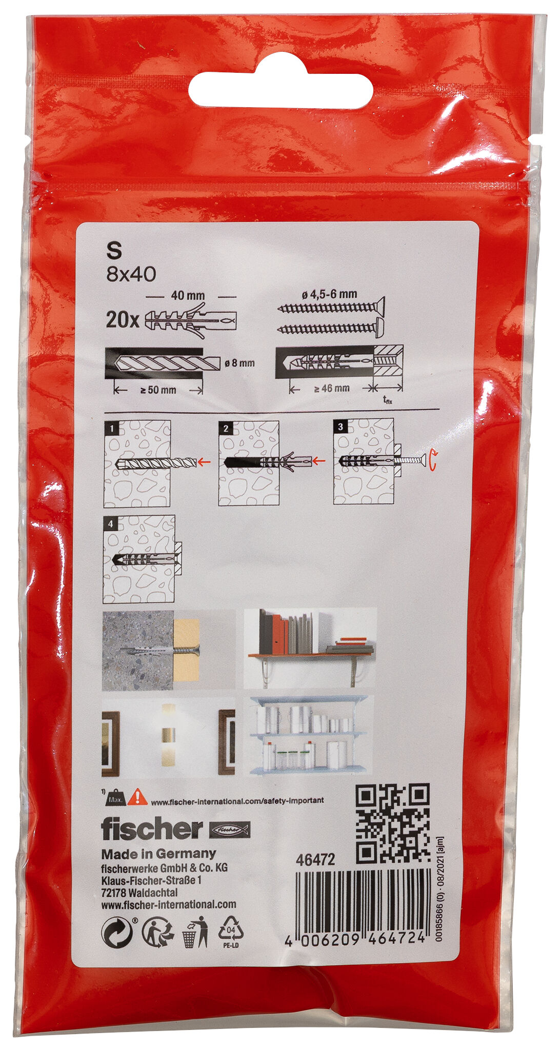 Packaging: "Cheville nylon S 8-20/sachet"