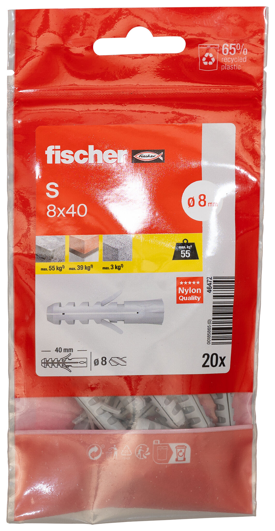 Packaging: "Cheville nylon S 8-20/sachet"