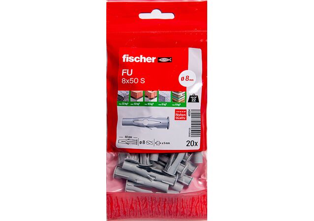 Packaging: "Cheville universelle FU 8X50 S/20 B avec vis"
