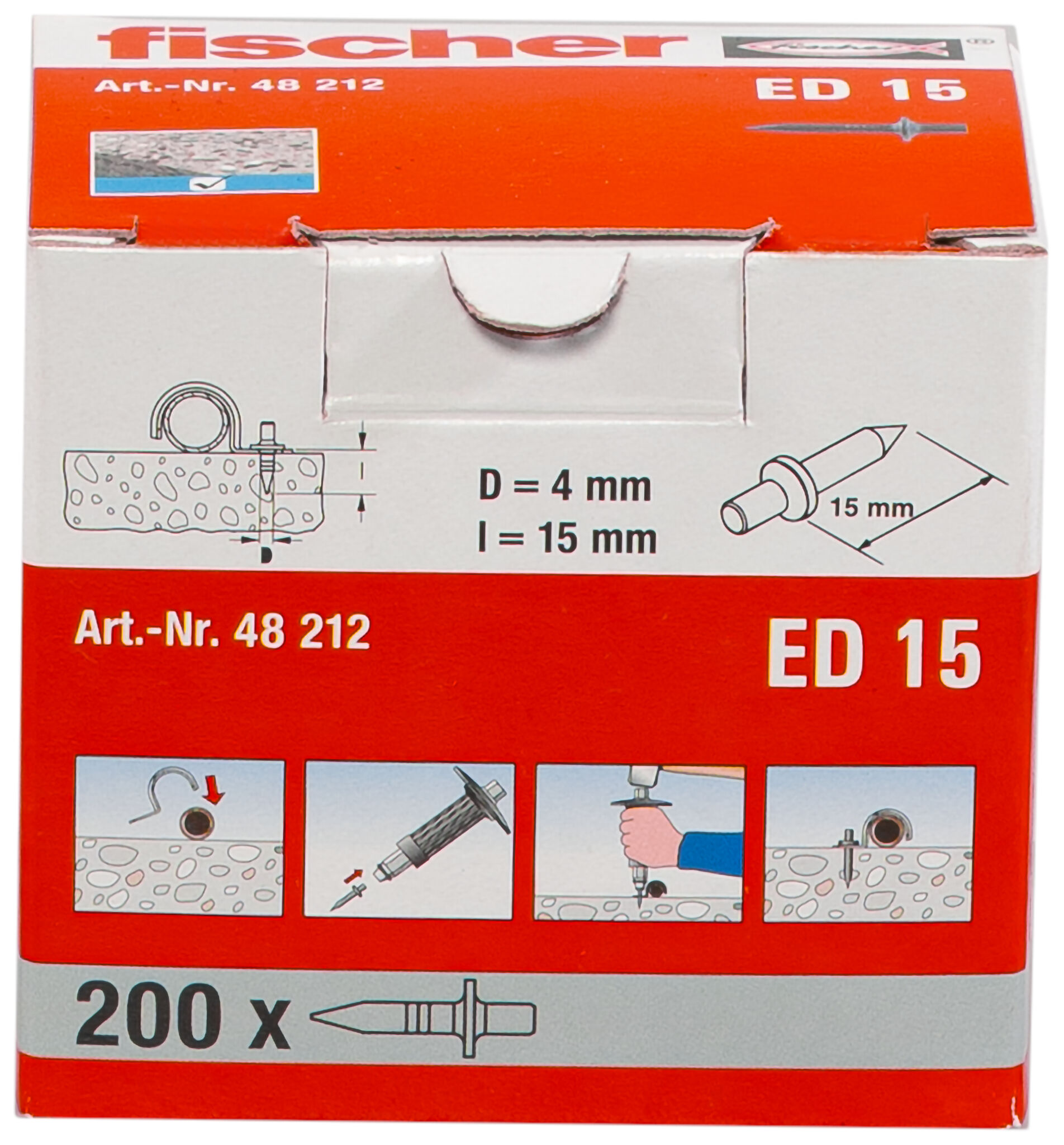 Packaging: "fischer Inslagnagel ED 15"