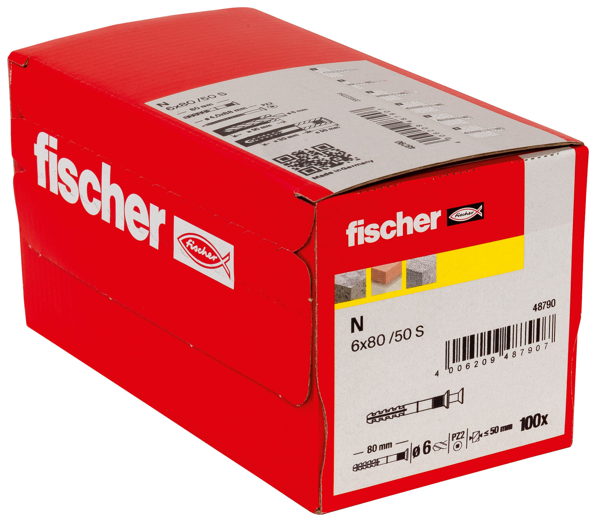 Packaging: "fischer Hammerfix N 6 x 80/50 S with countersunk head gvz"