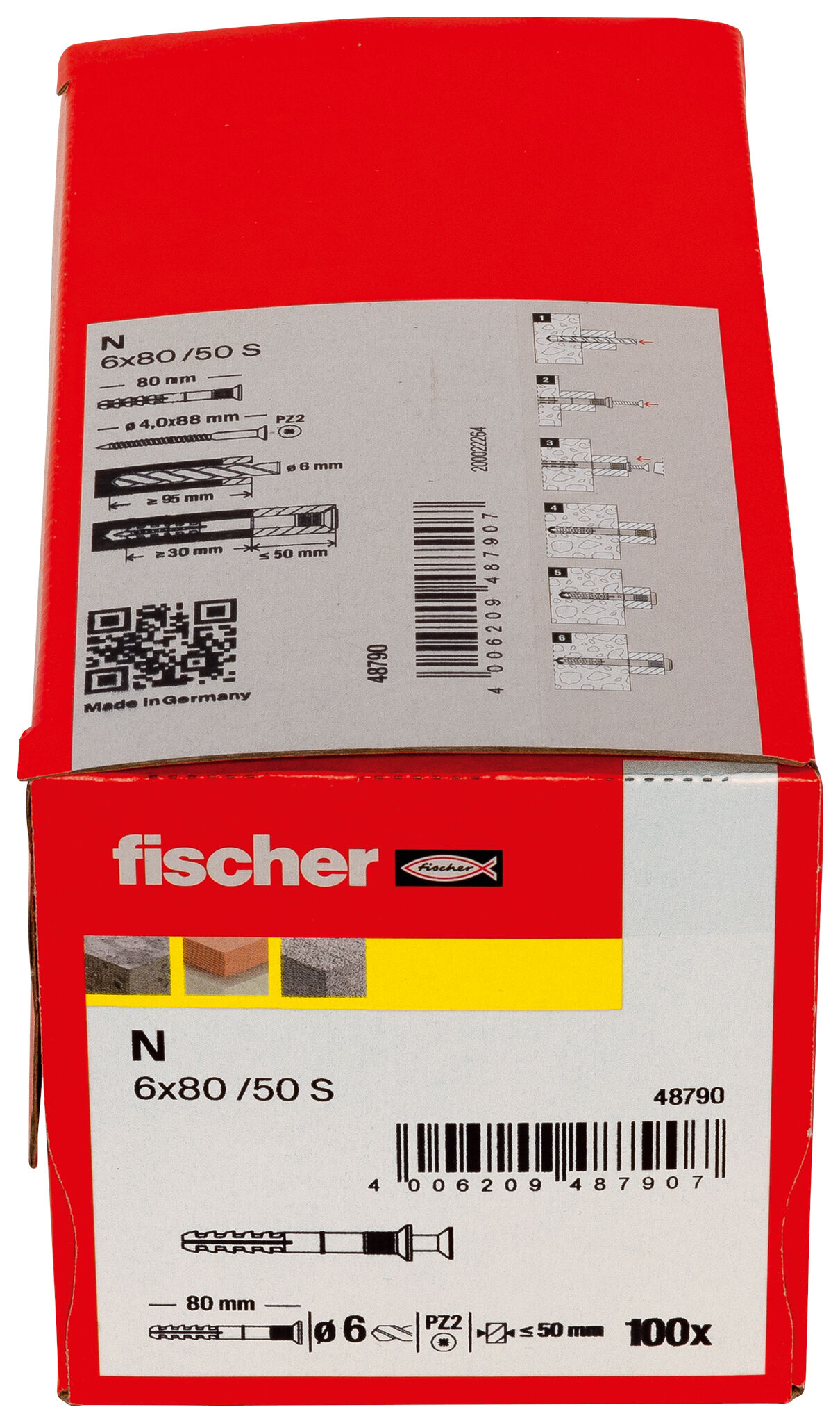 Packaging: "fischer Hammerfix N 6 x 80/50 S with countersunk head gvz"
