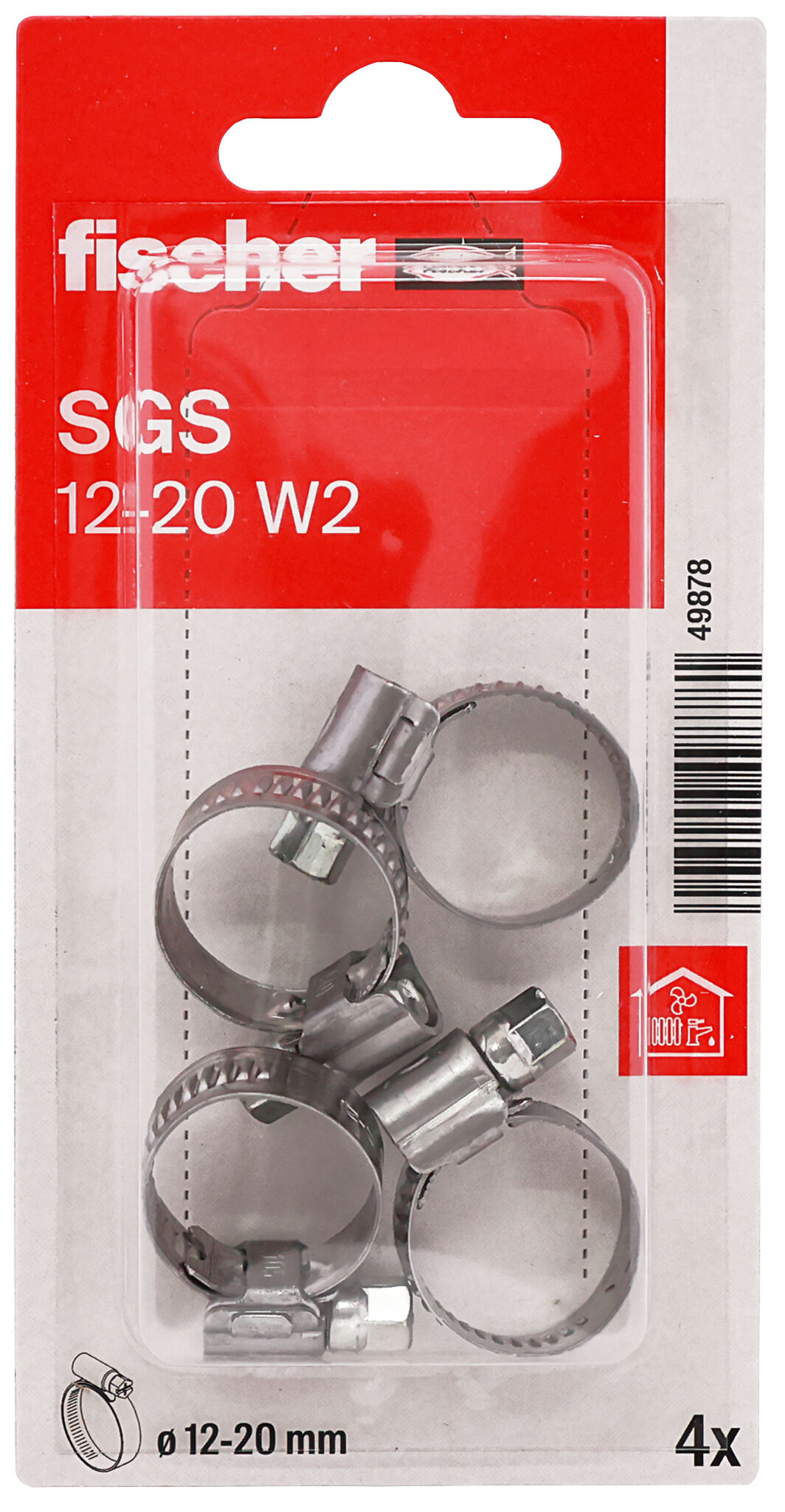 Packaging: "fischer SGS 12 - 20 W1 K Σφιγκτήρας εύκαμπτων σωλήνων σε blister"