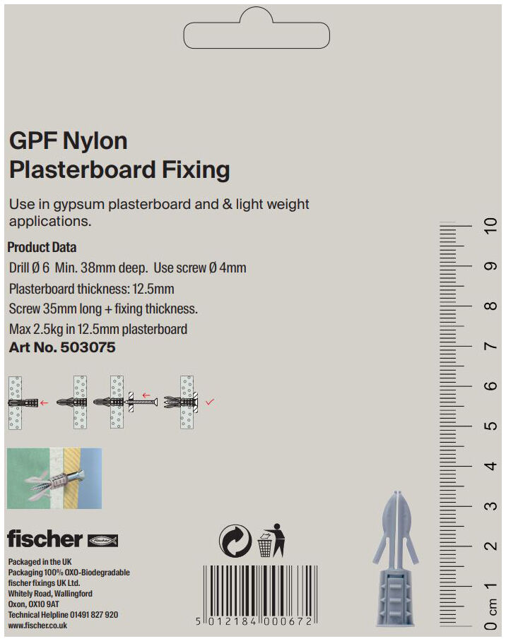 Packaging: "GPF Nylon Plasterboard Fixing"