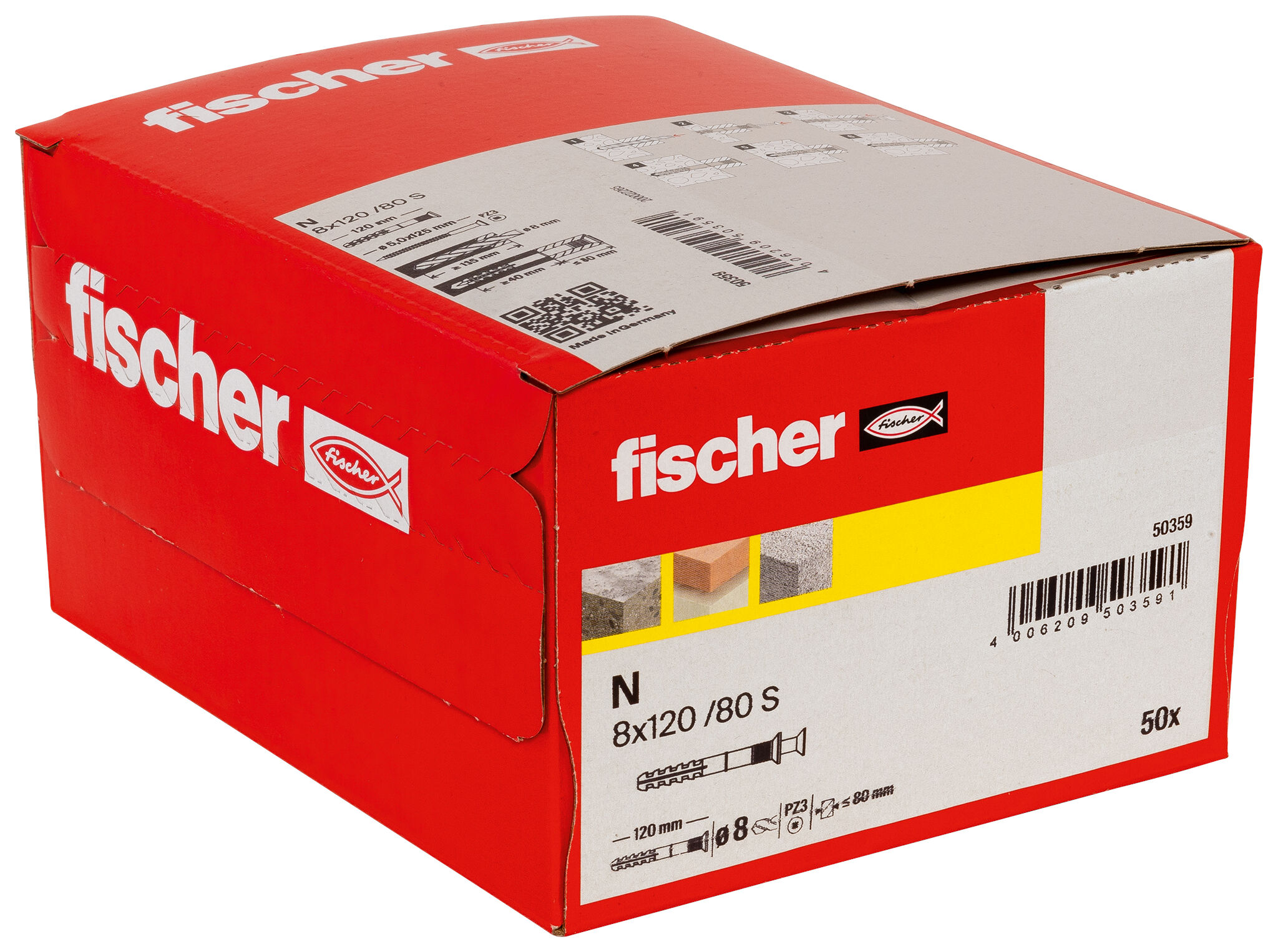 Verpackung: "fischer Nageldübel N 8 x 120/80 S Senkkopf"