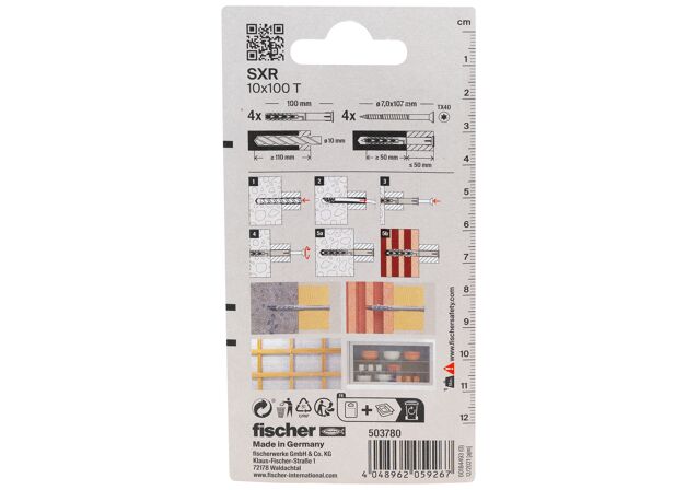 Packaging: "fischer Frame fixing SXR 10 x 100 T K with torx"